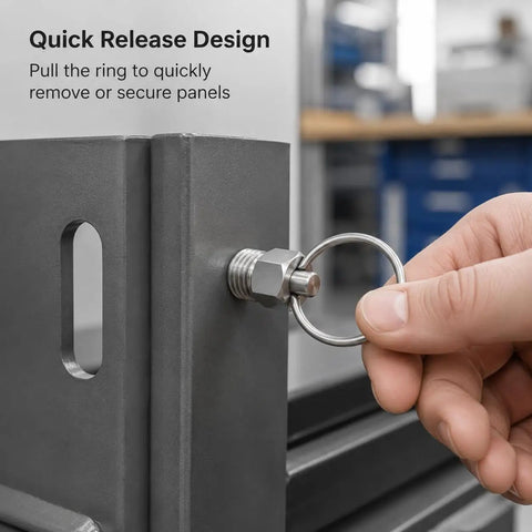 Close-up of Heavy Duty Self Locking Indexing Plunger With Soft Nylon Twist Thumb Wrap And Reliable Spring Loaded Positioning Pin for quick release.