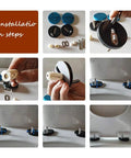 Installation steps for Heavy Duty Toilet Seat With Lid And Slow Close Mechanism For Standard Bowls, showing components and assembly.