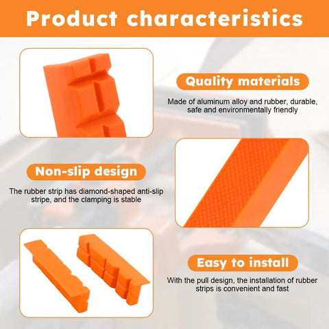 Dead Tough Magnetic Vise Jaw Pads Featuring Chunky Waffle Texture For Zero Hassle Mounting On Bench Clamps And Drill Presses To Shield Workshop Gear In Bright Orange displaying quality materials and non-slip design.