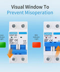 10 Amp Two Pole 120 240V Compact Circuit Breaker With Thermal Magnetic Trip for DIN Rail AC Disconnect, Solar System Guard, RV Ready and Low Voltage Protection, Fast Instant Magnetic Trip for Surges, visual indicator window