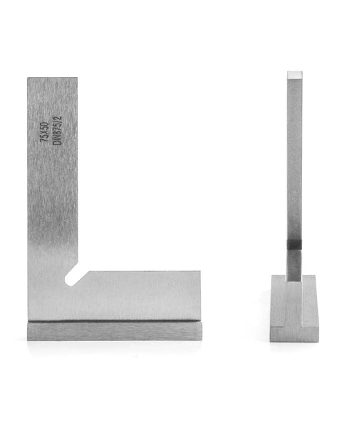 QWORK precision machinist square, 3-inch engineer square in hardened steel (75x50mm) with front and side views