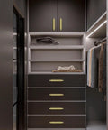 Closet with installed Self Stick Push Pull Helper 20 Pack Hidden Cabinet Handle ABS Plastic Door Window Wardrobe Handle