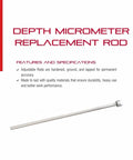 Depth Micrometer Replacement Rod For 3 To 4 Inch Range Hardened Ground And Lapped For Permanent Accuracy Built To Last