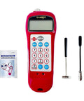 Sonic Belt Tension Meter Gauge For Drive Belts With Acoustic Probe, Measures 0.01N To 99900N And 10.0 Hz To 5000 Hz, Delivers Precise Tension Readings To Boost Performance And Cut Premature Wear For DIYers And Pros. Red handheld belt tension meter with manual and probes