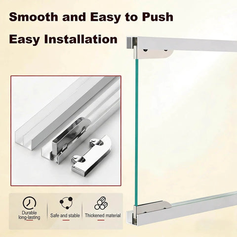 Double Track Sliding Door Hardware Kit For 3 To 5mm Glass Or Wood Doors Aluminum Bypass Track With Four Silent Rollers Image