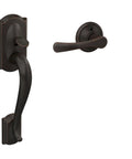 Camelot Trim Lower Half Front Entry Handleset With Avila Lever In Aged Bronze For 1 5/8 To 1 3/8 Inch Exterior Doors, Adjustable Through Bolts, Ready To Pair With Electronic Deadbolt, Easy Install Front Door Hardware