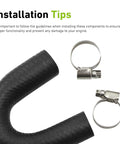 Heavy Duty Heater Core Bypass Hose Handles Heat Tight With Clamps Controls Cooling Crossover For Quick Warm Up On LS1 LXS LS2 LS3 LQ4 LQ9 V8 Blocks Fits OEM 551699, detailed view of rubber hose and clamps.
