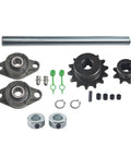 Go Kart Minibike Jackshaft Kit With UCFL203 Pillow Block Bearings Silver Galvanized Sprockets Five Eighth Inch By Ten Inch Shaft