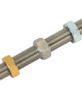 Stainless Steel Dual Thread Linkage Adjuster for Control Arms 3/4-16 RH LH Threads 5.5 Inch Overall Length 2.5 Inch Travel Per Side, angled view