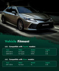 Toyota Camry parked in a dark showroom highlighting compatibility for Beefed Up Power 100 Amp Alternator Replacement For Toyota Camry 2012 2015 2.5L, RAV4 2009 2012 2.5L, Scion tC 2011 2016 2.5L With CW SD6 Pulley OE Replacement 11402N 2706036010