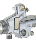 Heavy Duty Automatic Spray Gun With Slick Finish Pro Coating Tool Featuring Precision 1.2 Mm Press Nozzle side view with chrome finish.