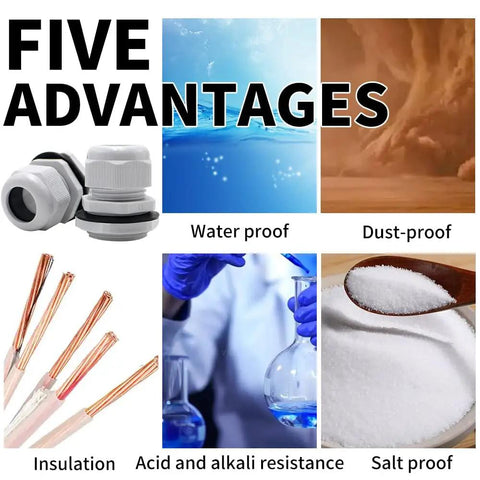 12 Pack Quarter Inch NPT Cable Glands IP68 Waterproof Nylon PA66 Strain Relief Seals for outdoor enclosures advantages