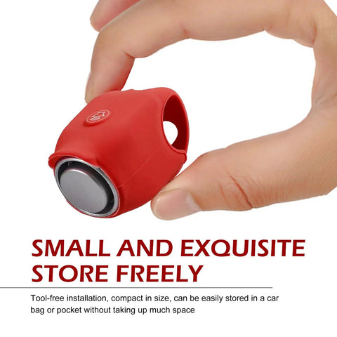120dB Waterproof Silicone Bicycle Horn With 6 Sound Options Universal Handlebar Alarm For Adults Kids Bikes Scooters Ebikes Loud As Heck City Warning Bell Red, compact red silicone horn in hand