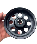Smooth Drive Serpentine Idler Pulley That Fits Subaru Cars showing a durable black pulley designed to stop belt slippage.