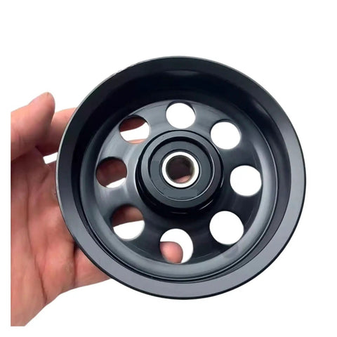 Smooth Drive Serpentine Idler Pulley That Fits Subaru Cars showing a durable black pulley designed to stop belt slippage.