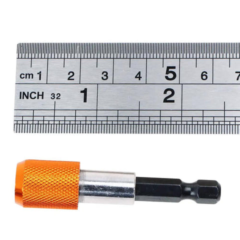 Two Pack Magnetic Quick Change Bit Holders With A Quarter Inch Hex Shank Drill Bit Extensions, orange, 2 3/8 inch length