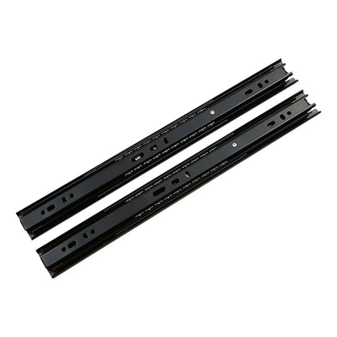 Super Smooth 36 Inch Wide Buffer Damping Steel Ball Drawer Slides Set Silent Three Section Rails For Cabinets 2 Pack Black