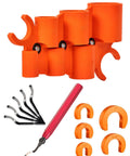 Vorhixa 12-pc depth gauge and pipe deburring tool set in orange; includes pink-handled deburring knife and 5 HSS blades