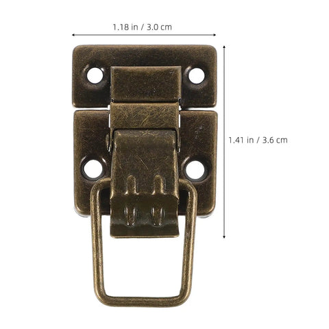 Two Pack Old School Retro Style Metal Toggle Latch Hasp Lock For Jewelry Boxes And Makeup Cases in Vintage Coffee Finish, front view.