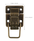 Old-School Retro Iron Latch Set - 2 Pcs Antique Toggle Hasp for jewelry boxes, iron construction, dimensions labeled