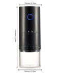 Portable Electric Coffee Grinder With Ceramic Burrs And Digital Scale, Usb Rechargeable Cordless Design For Espresso Drip French Press, No Fuss Brewing And Smooth Sips At Home Or On The Road, black body with transparent dust cup.