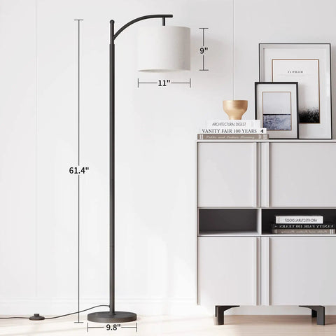Arc Floor Lamp With Remote And Stepless Dimming Dope Modern Metal Standing Lamp With Hanging Lampshade For Living Room Black Finish