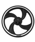 kousoer Encoder Wheel Bore 6mm Aluminum Rubber Measuring Wheel Black Heavy with a sleek black design and silver rim.