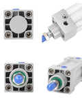 No Nonsense Heavy Duty SI Series Pneumatic Air Cylinder Mechanical Actuator Rock Solid Stroke Five Hundred Millimeter close-up views of attachment and end fittings.
