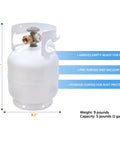 5Lb Steel Propane Tank With Built In Gauge And OPD Valve For Grills And BBQs Camping And Fishing Outdoor Adventures And Tailgating
