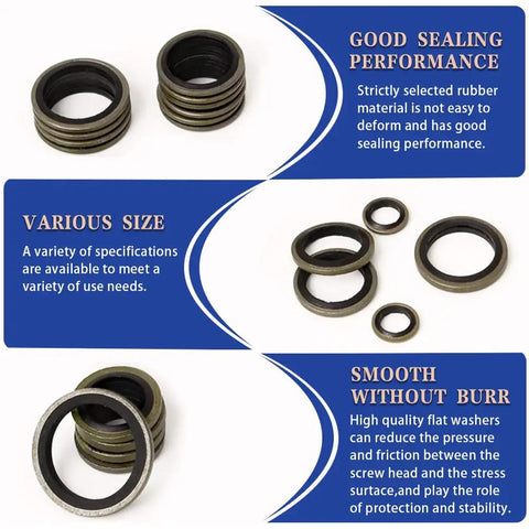 Rock Solid Hella Durable 150Pcs Bonded Seal Washer Assortment Kit With Metal Rubber Gaskets And Slick Self Centering High Pressure Oil Seals Ready For Automotive Repairs And Pump Maintenance Work