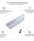 Diagram of T Track Slider Stop Block for Woodworking Jigs and Table Saw and Miter Saw Accessories with descriptions