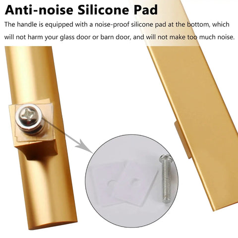 Anti-noise silicone pad detail for Sliding Door Pull Handles For Exterior Glass Doors Aluminum Black Double Sided Gate Grab Bars Easy To Install Inside And Outside For Patio Doors DIY Friendly Modern Durable Hardware