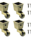 4 Pack Swivel Caster Wheels For Furniture With Square Cup Castors 360 Degree Rotation Quiet Ball Bearings Heavy Duty 150kg Load Fits Piano Feet Sofas And Tables Includes Screws 1.06 Inch (27mm) Wheels