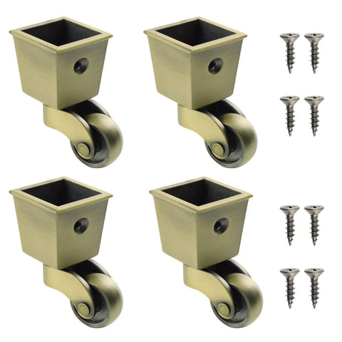 4 Pack Swivel Caster Wheels For Furniture With Square Cup Castors 360 Degree Rotation Quiet Ball Bearings Heavy Duty 150kg Load Fits Piano Feet Sofas And Tables Includes Screws 1.06 Inch (27mm) Wheels