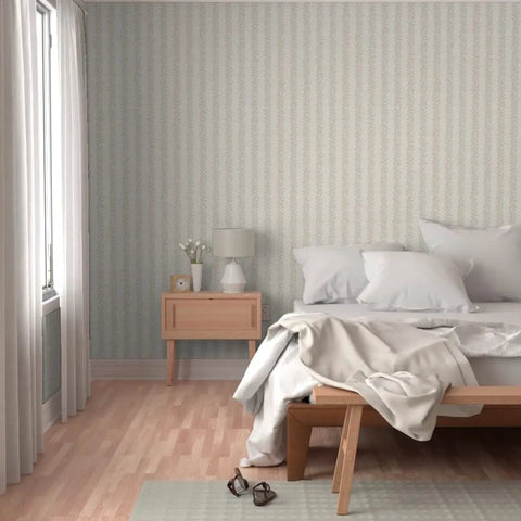 Real Deal Botanical Stripe Wallpaper With Killer Linen Texture And Hella Durable Matte Finish For Kitchens And Bathrooms Quick Paste To Paper Setup Premium Commercial Grade Wall Decor For Sure in a cozy bedroom setting.