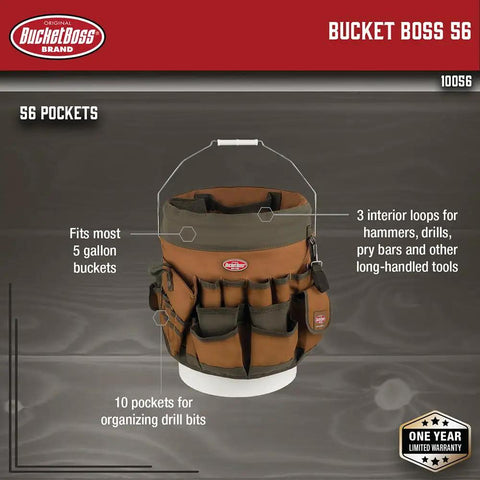 Five Gallon Bucket Canvas Tool Organizer With 56 Pockets 40 Outside 18 Inside Interior Loops For Hammers Drills Pry Bars