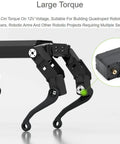 Quadruped robot using 30Kg High Torque Serial Bus Servo Motor With 360 Programmable Magnetic Encoder, ideal for DIY robotics.