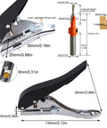 Heavy Duty Hole Punch Set Five Sixteenth Inch Eight Millimeter With Countersink Drill, single hand held long hole punch for paper, detailed measurements