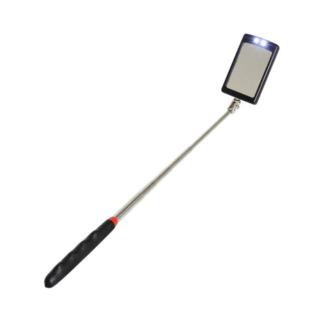 Telescoping Swiveling Inspection Mirror Tool With Twin White LED Lights Handy 27 Inch Reach 360 Degree Adjustable Mirror