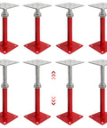 Heavy Duty 4 Pack House Floor Jacks For Leveling 11 To 16 Inch height adjustable screw jacks with red metal design.