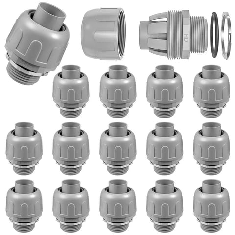 16 Pack 3/4 Inch Liquid Tight PVC Connector Fittings NPT Non Metallic Nylon 6 Electrical Conduit UL Listed
