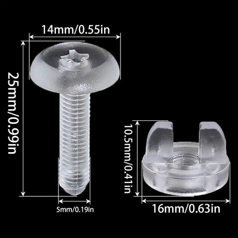 Clear Plastic Wing Nut Kit With Screws 10 Sets M5x25mm showing dimensions for microcontroller board assembly.