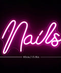 Pink Neon Sign LED Wall Light For Nail Salon And Beauty Room Decor USB Powered 9.1x15.8 in displaying 'Nails'