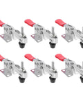 Set Of 10 Quick Release Downward Toggle Clamps For Woodworking And Welding Jigs zinc plated metal hand tool clamps with vinyl handles.