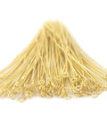 Gold 21 Gauge 3 Inch Eye Pins Set For Jewelry Making Brass Eye Pins 100 Count Durable Gold Plated Beading Pins For DIY Necklaces And Earrings Pro Grade Bead Craft Supplies, pile