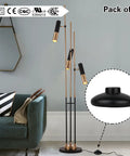Floor Lamp Foot Switch Inline Pedal Switch For No Fuss Easy Control Round Black Push Button On Off Spring Loaded Step On Step Off Pedal Power Switch Replacement Part For Floor Lamps And Extension Cords UL Listed Safety, shown next to a stylish floor lamp in a living room setting.
