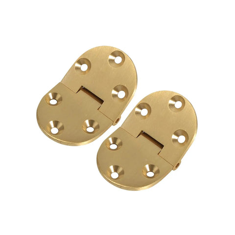 Top-Notch Brass Hinges Set For Folding Tables, 2 Pcs, Round Edge, 2-1/2 X 1-1/2 Inches, Long Lasting, Smooth Gloss Finish