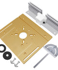 Precision Router Table Insert Plate With Micrometer Lift System Solid Aluminum Alloy Woodworking Accessory Kit with mounting hardware.