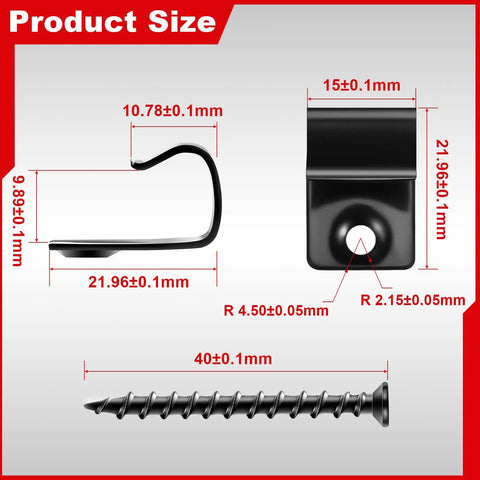80 Pack 304 Stainless Steel Start Clips with Screws for Composite Deck Boards, Hidden Fasteners, Easy Install, dimensions shown