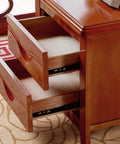 Totally Solid Rustic Brown Nightstand Fits Every Room Layout Stackable Side Table With Front Storage Drawer Durable Wood Finish showing open drawers.